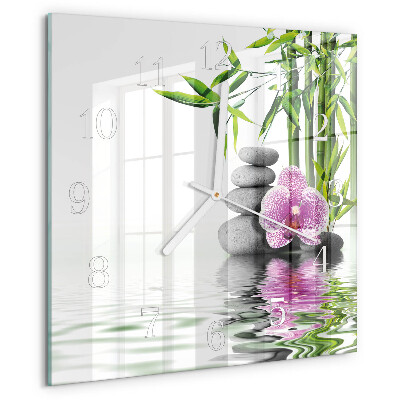Štvorcové hodiny Orchideové kamene
