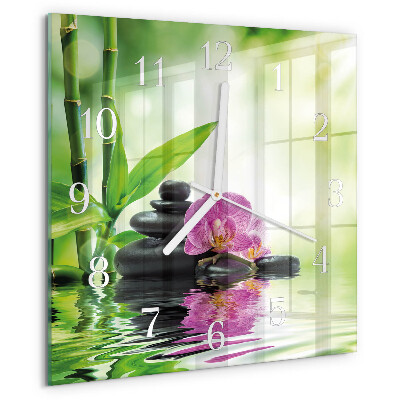 Štvorcové hodiny Kúpeľná orchidea