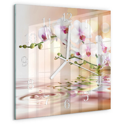 Štvorcové hodiny Orchidea