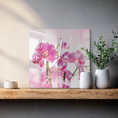 Štvorcové hodiny Orchidea
