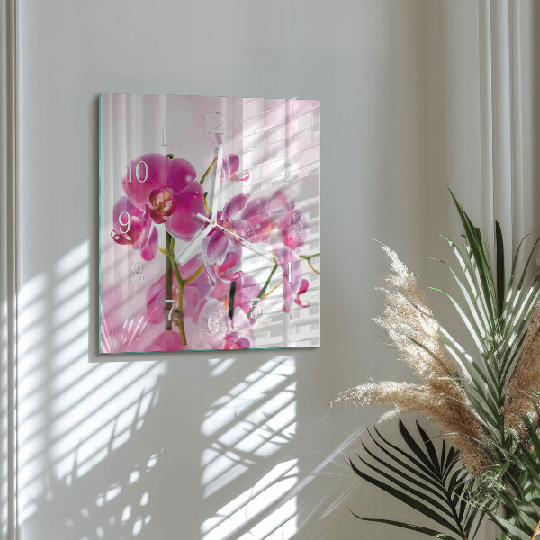 Štvorcové hodiny Orchidea