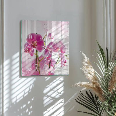 Štvorcové hodiny Orchidea