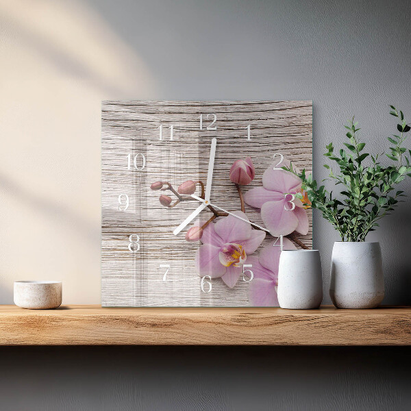 Štvorcové hodiny Orchidea