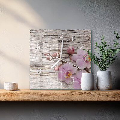 Štvorcové hodiny Orchidea
