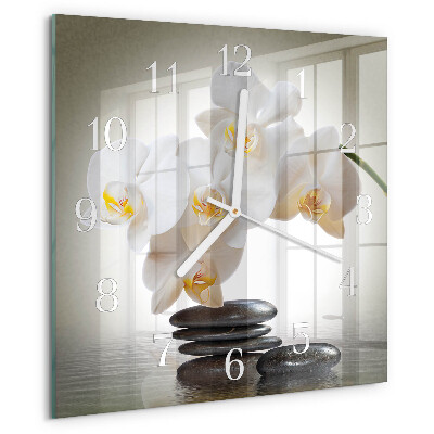 Štvorcové hodiny Orchidea
