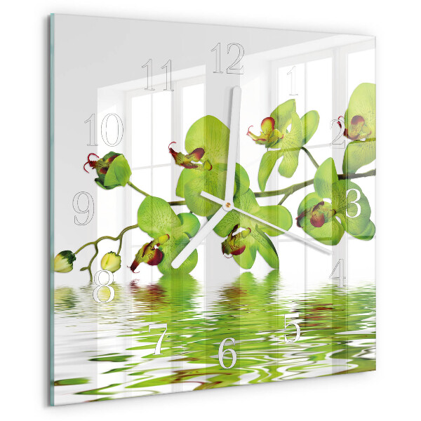 Štvorcové hodiny Orchidea