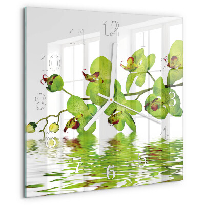 Štvorcové hodiny Orchidea