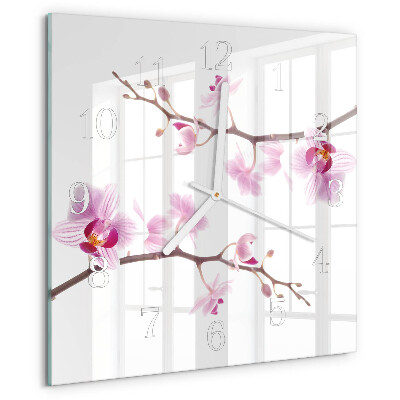 Štvorcové hodiny Orchidea