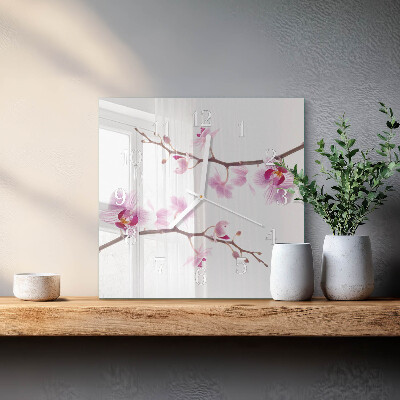 Štvorcové hodiny Orchidea