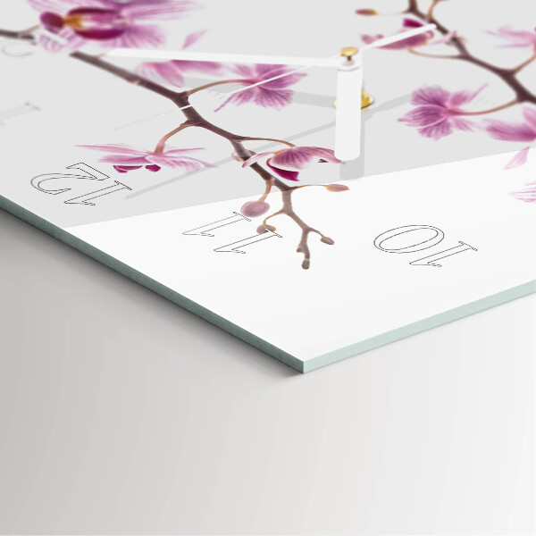 Štvorcové hodiny Orchidea