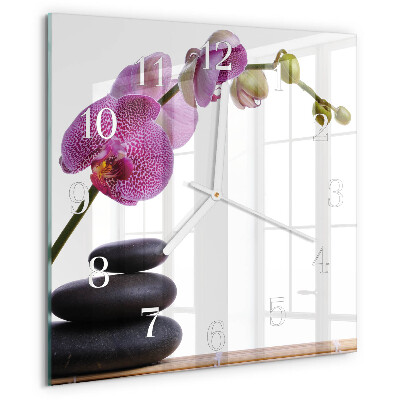 Štvorcové hodiny Orchidea