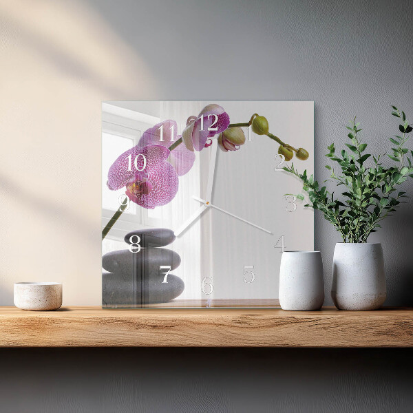 Štvorcové hodiny Orchidea