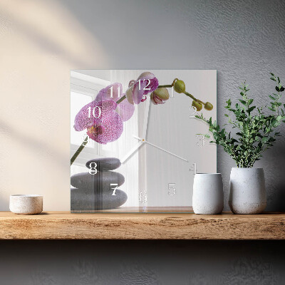 Štvorcové hodiny Orchidea