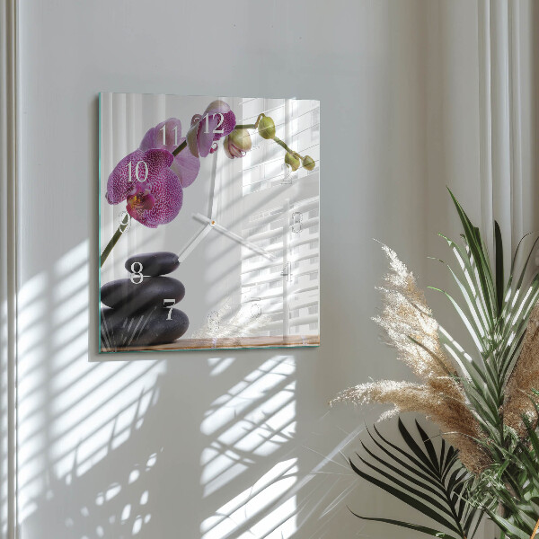 Štvorcové hodiny Orchidea