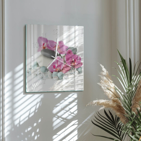 Štvorcové hodiny Orchidey