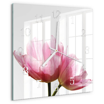 Štvorcové hodiny Tulipány