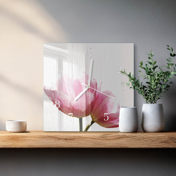 Štvorcové hodiny Tulipány
