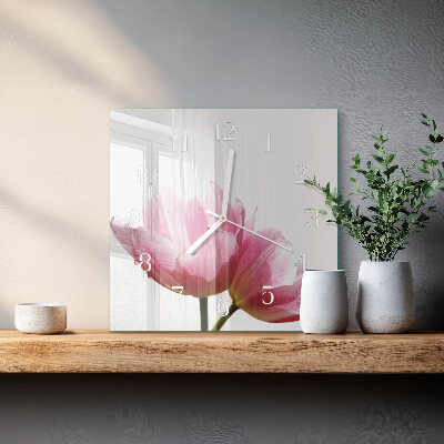 Štvorcové hodiny Tulipány
