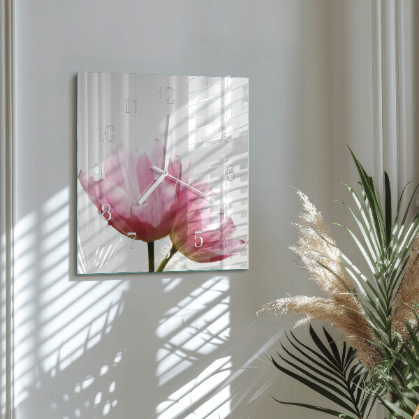 Štvorcové hodiny Tulipány