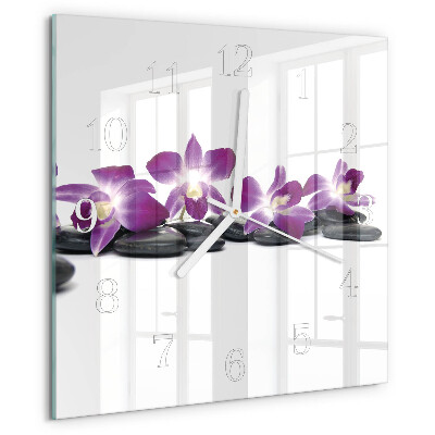 Štvorcové hodiny Orchidea