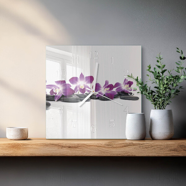 Štvorcové hodiny Orchidea