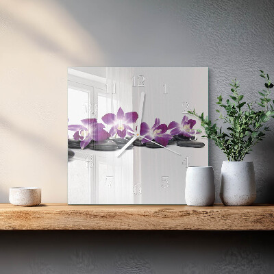 Štvorcové hodiny Orchidea