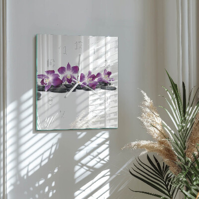 Štvorcové hodiny Orchidea