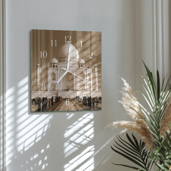 Štvorcové hodiny Tádž Mahal Sépia