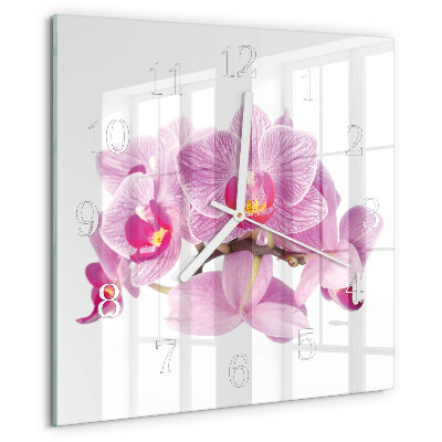 Štvorcové hodiny Orchidey