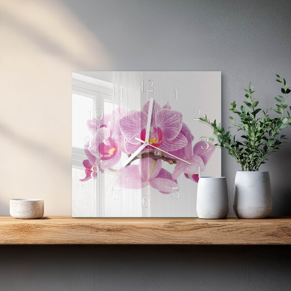 Štvorcové hodiny Orchidey