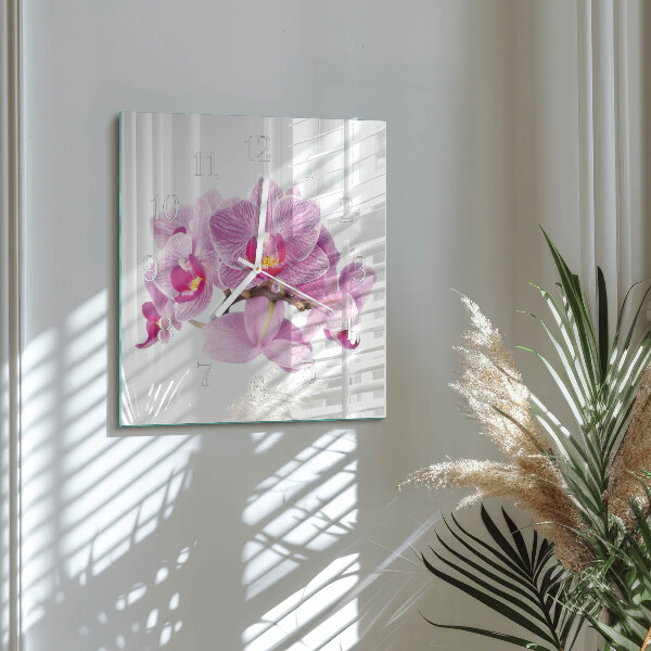 Štvorcové hodiny Orchidey