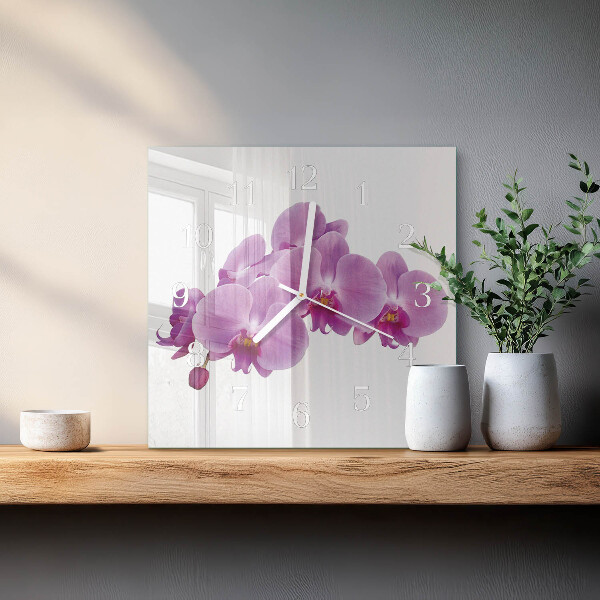 Štvorcové hodiny Orchidea