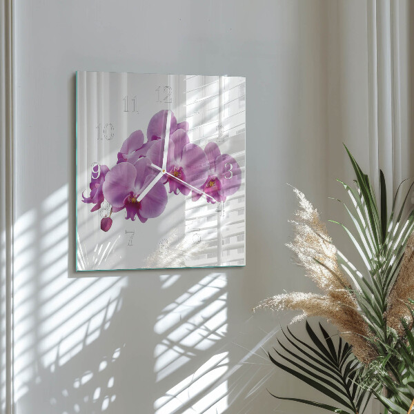 Štvorcové hodiny Orchidea