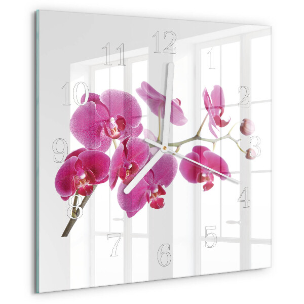 Štvorcové hodiny Orchidea