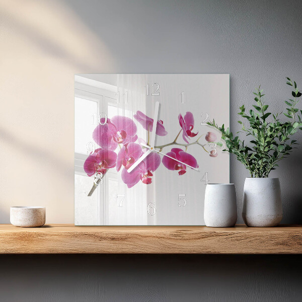 Štvorcové hodiny Orchidea