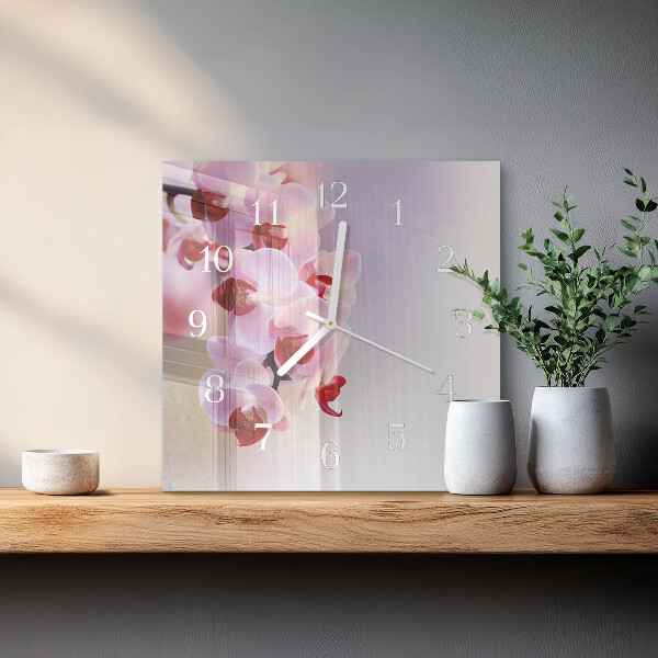 Štvorcové hodiny Orchidea