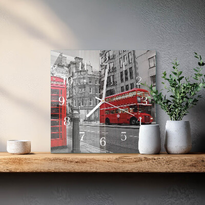 Štvorcové hodiny Červený autobus