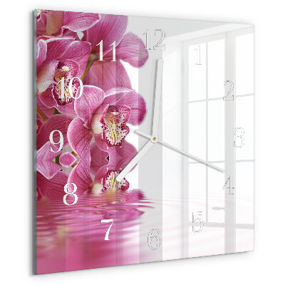 Štvorcové hodiny Orchidea