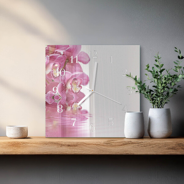 Štvorcové hodiny Orchidea