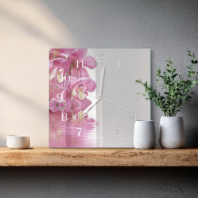 Štvorcové hodiny Orchidea