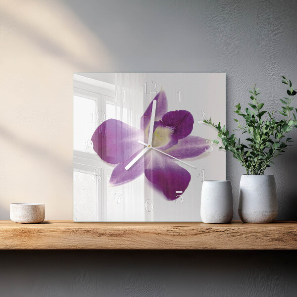 Štvorcové hodiny Kvet orchidey