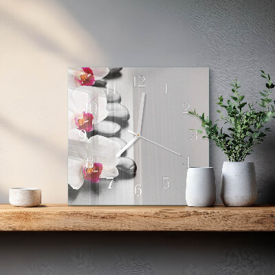 Štvorcové hodiny Orchideové kamene