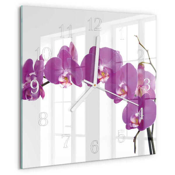 Štvorcové hodiny Orchidea