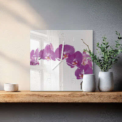 Štvorcové hodiny Orchidea