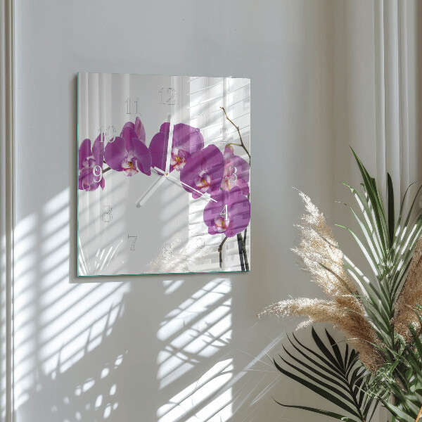 Štvorcové hodiny Orchidea