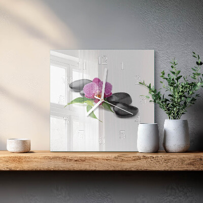 Štvorcové hodiny Orchidea