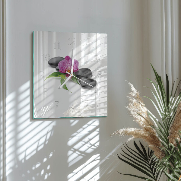 Štvorcové hodiny Orchidea