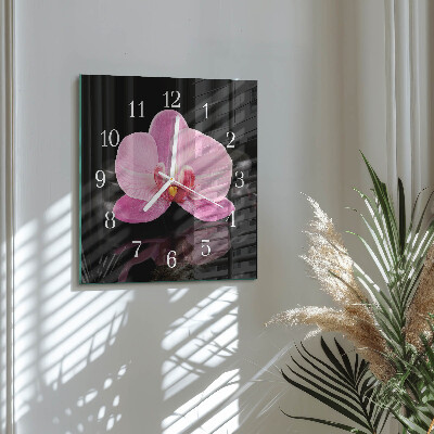 Štvorcové hodiny Orchidea