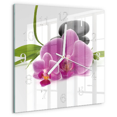 Štvorcové hodiny Orchidea