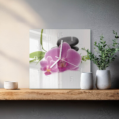 Štvorcové hodiny Orchidea